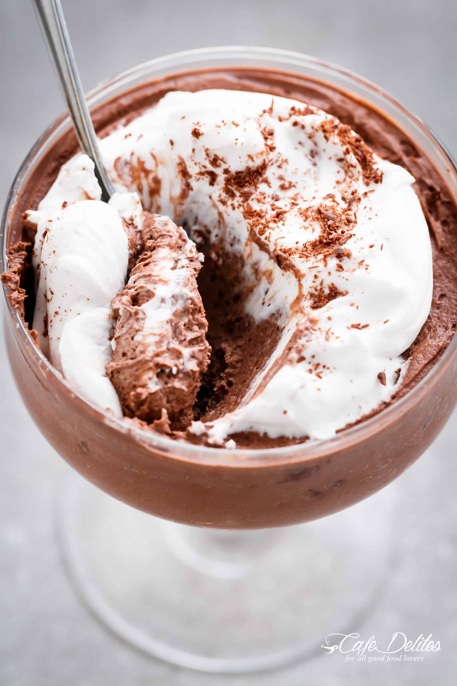 3-Ingredient Double Chocolate Mousse (Low Carb and Dairy Free) | http://cafedelites.com