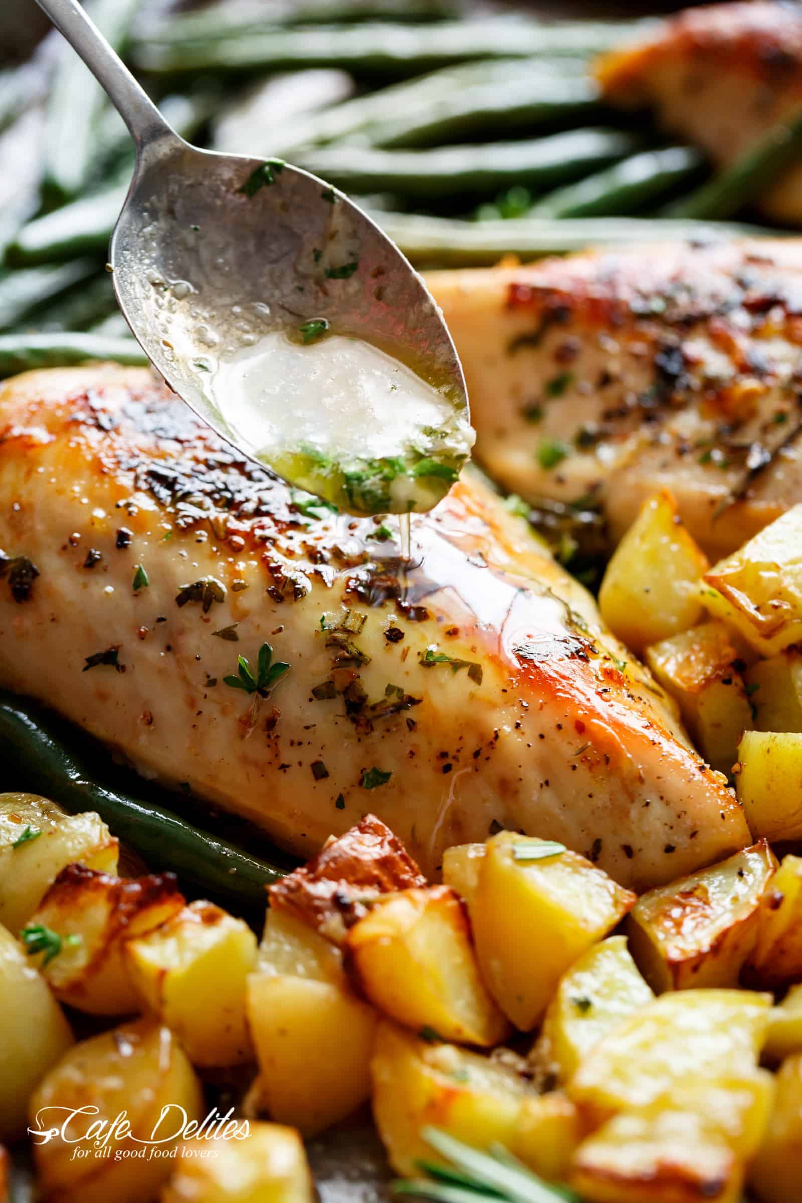 With half the butter and fat WITHOUT compromising on a buttery flavour Sheet Pan Garlic Herb Butter Chicken  Potatoes