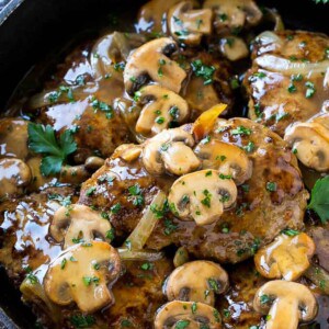 Salisbury steak in mushroom gravy is a quick dinner option.