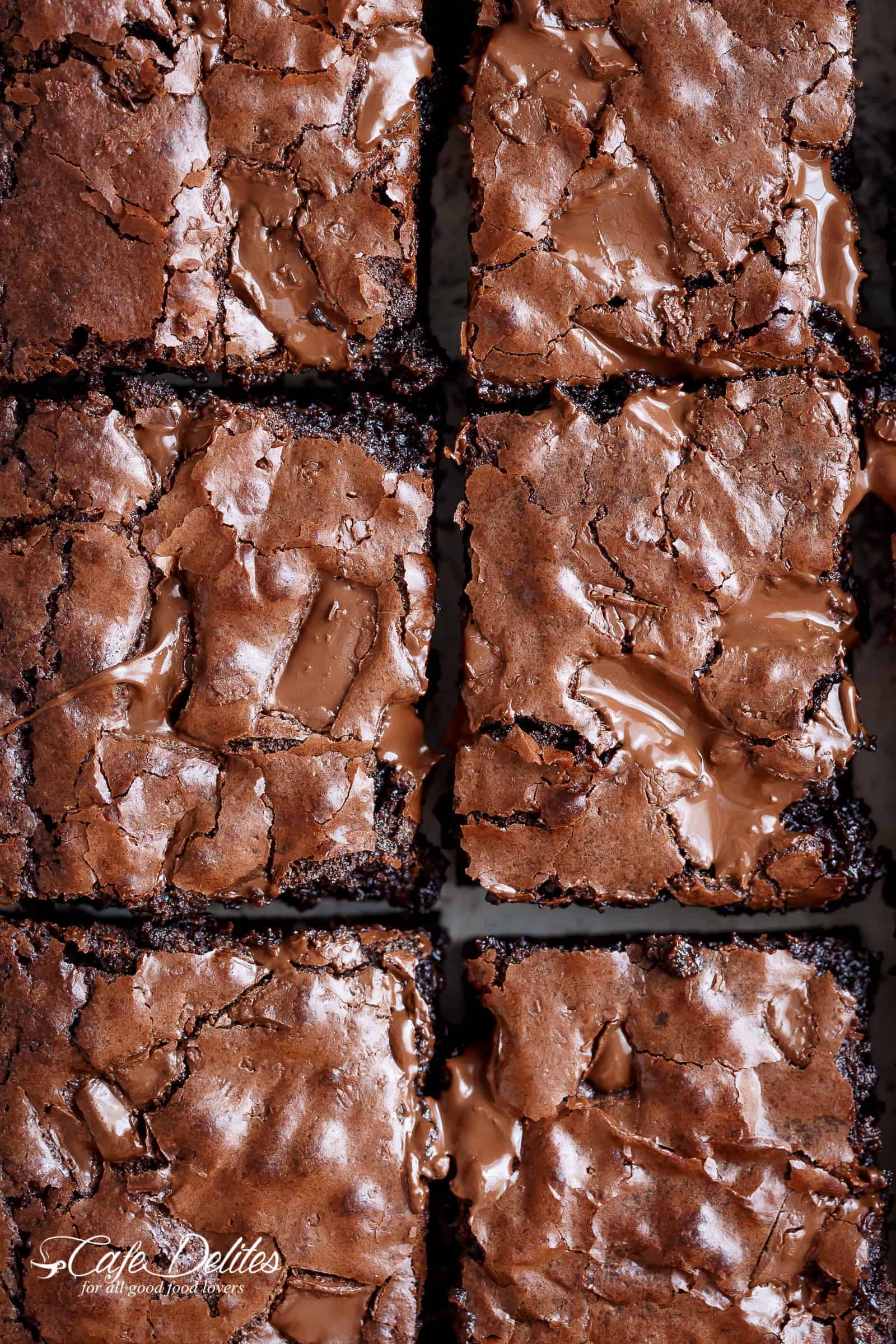 Worlds Best Fudgiest Brownies have a perfect crisp crackly top, super fudgy centre, chewy and gooey in all the right places! | cafedelites.com