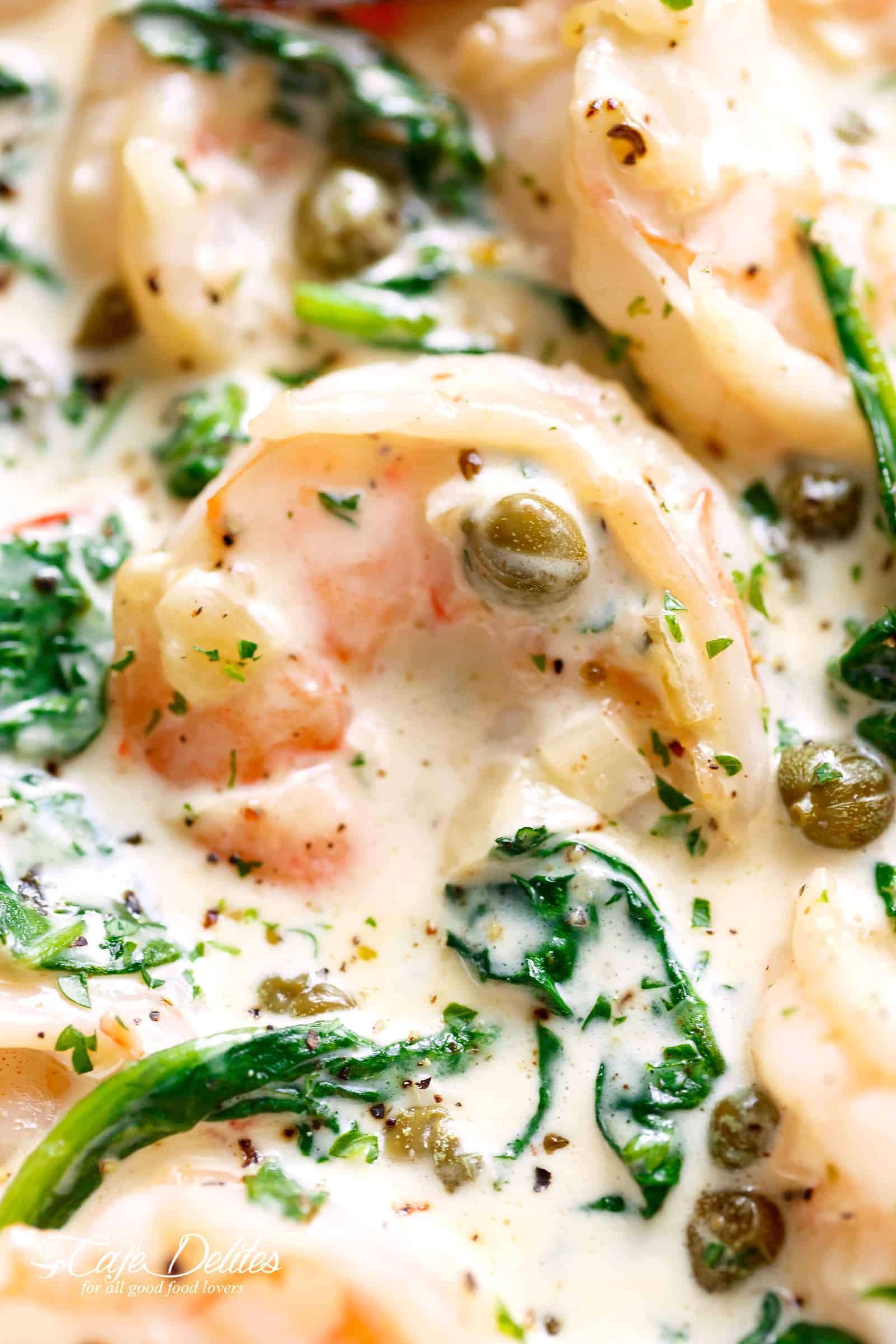 Easy Creamy Garlic Butter Shrimp Piccata recipe will leave people wondering if there is a hidden chef in your kitchen! | cafedelites.com
