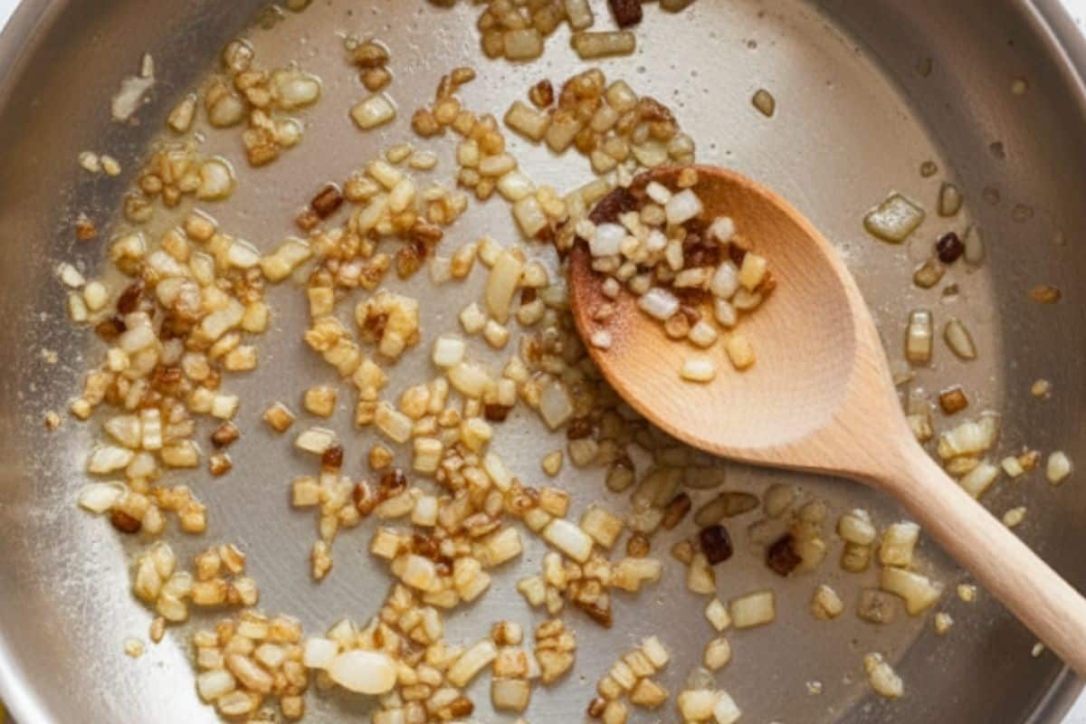 In the same pan, cook the shallot in the remaining butter until golden.