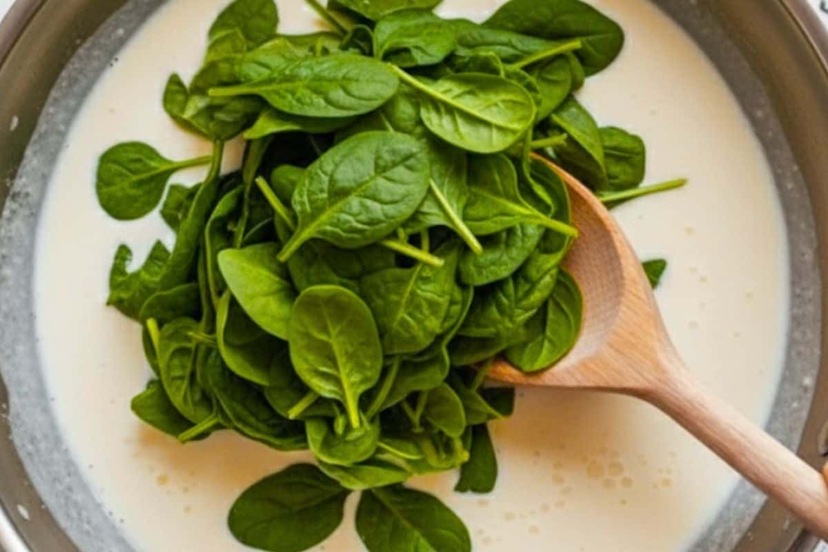Add spinach to the skillet and let it wilt, then stir in parmesan cheese.