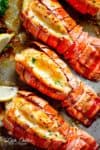 Broiled Lobster Tails with Honey Garlic Butter White Wine Sauce is a fancy, classy and best of all EASY to make recipe. Ready in under 20 minutes, let the oven do all the cooking for you! Full of flavour, there's no need to go to a restaurant for chef-tasting, slightly charred lobster tails! | cafedelites.com