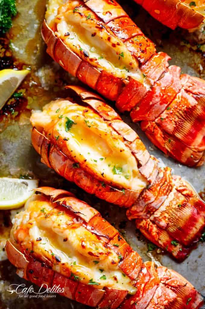 Lobster Tails with Honey Garlic Butter White Wine Sauce - Cafe Delites