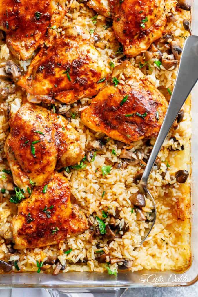 Oven Baked Chicken And Rice - Cafe Delites