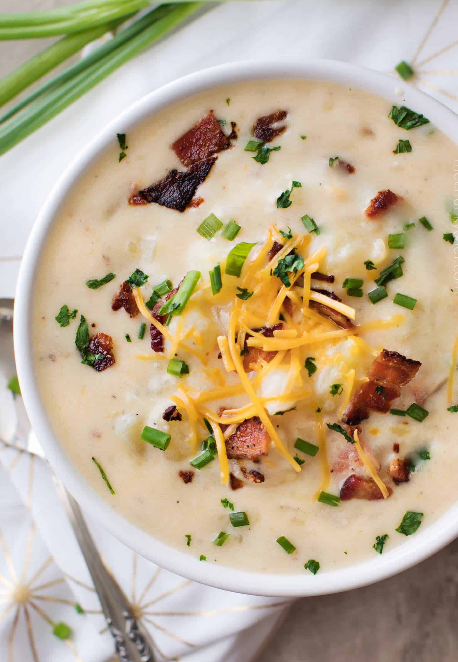 Bowl of skinny potato soup