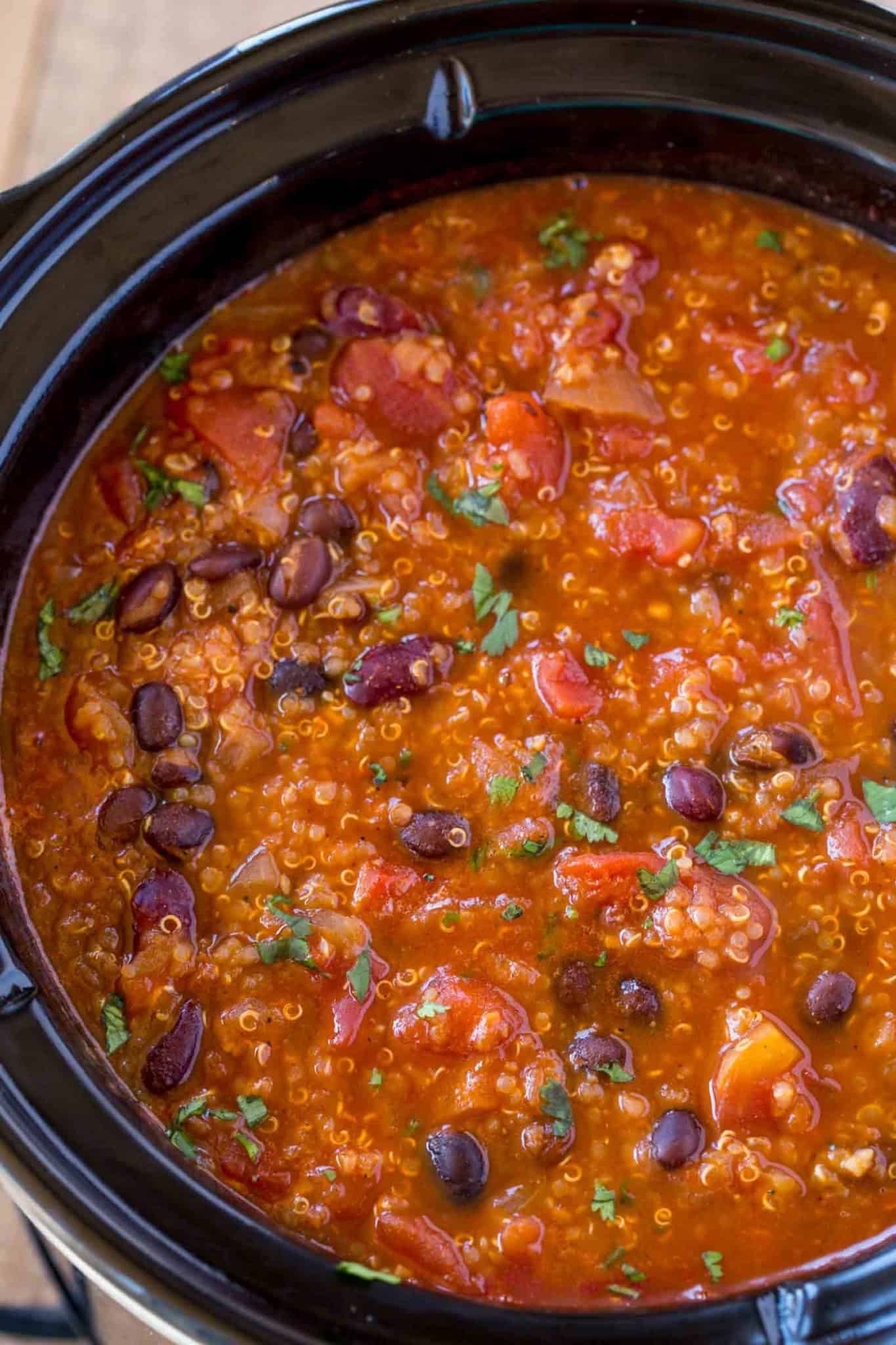 Slow Cooker Vegetarian Quinoa Chili - Cafe Delites