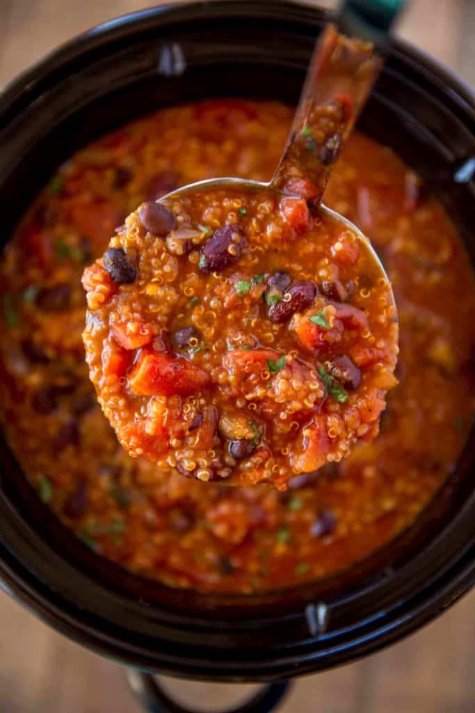 Ladle of Vegetarian Quinoa Chili