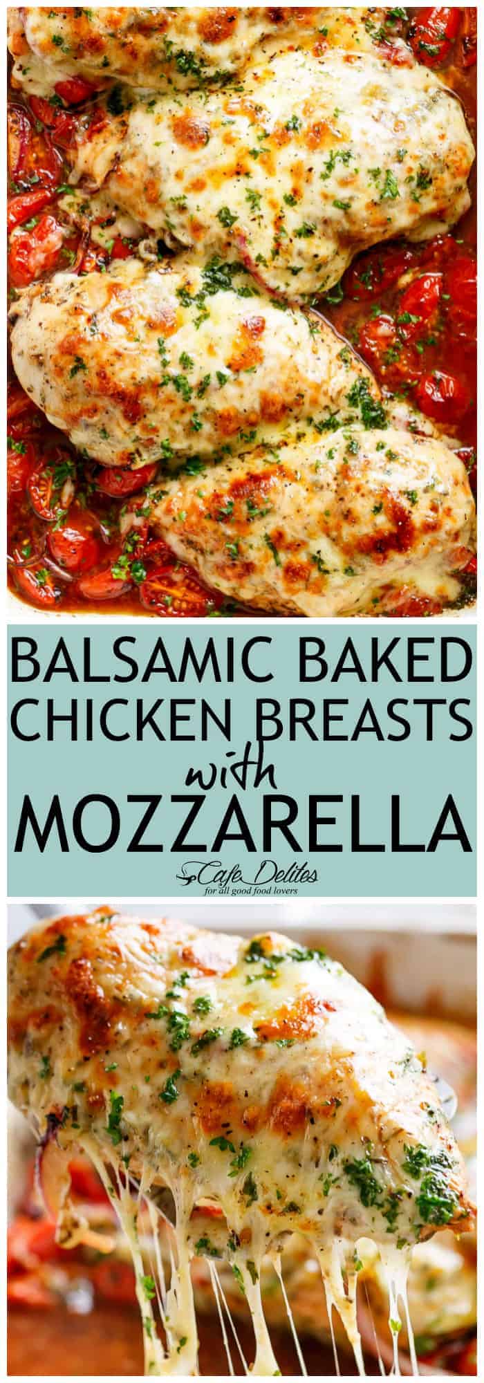 Balsamic Baked Chicken Breast With Mozzarella Cheese - Cafe Delites