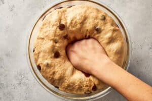 punching down risen dough