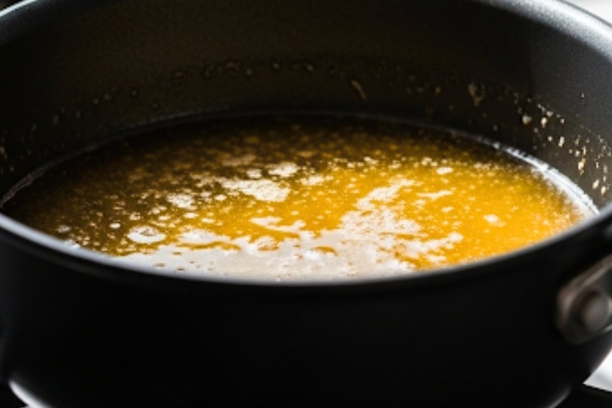 In a small sauce pan, melt the butter.