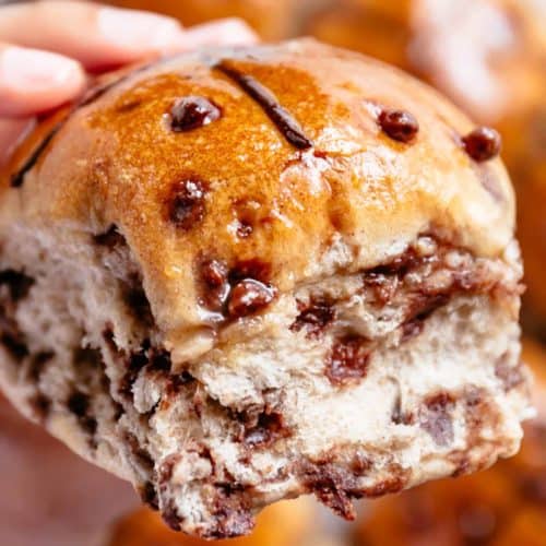 Easy Hot Cross Buns with Chocolate Chips are so much better than store bought Easy Hot Cross Buns (Chocolate Chips)