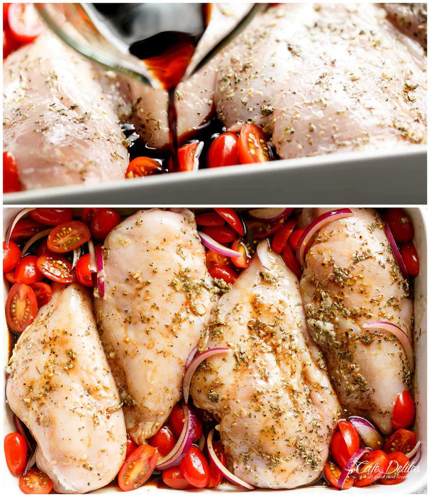 How To Make Balsamic Baked Chicken Breasts | https://cafedelites.com