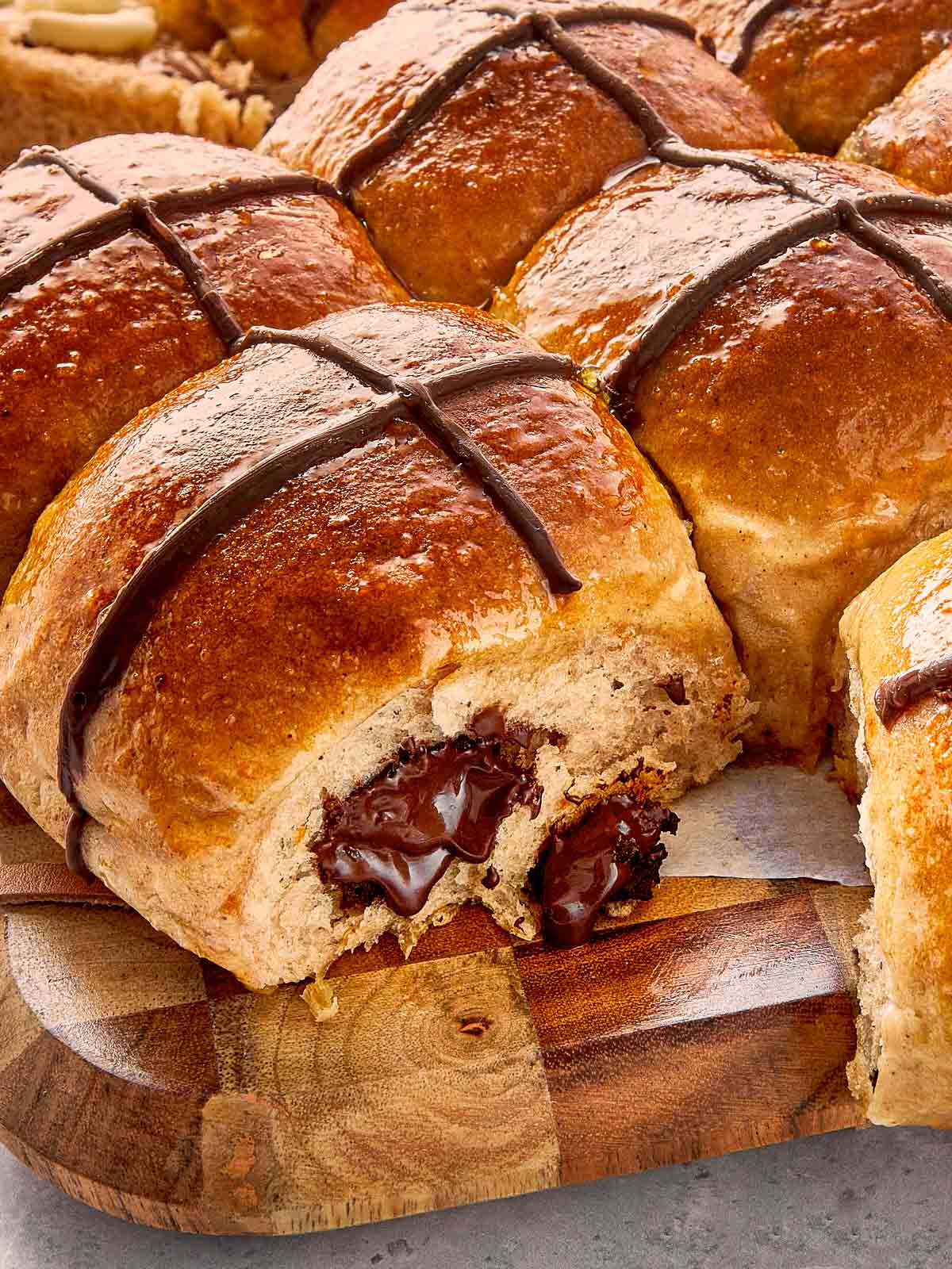 Top view of Easy Hot Cross Buns Chocolate Chips