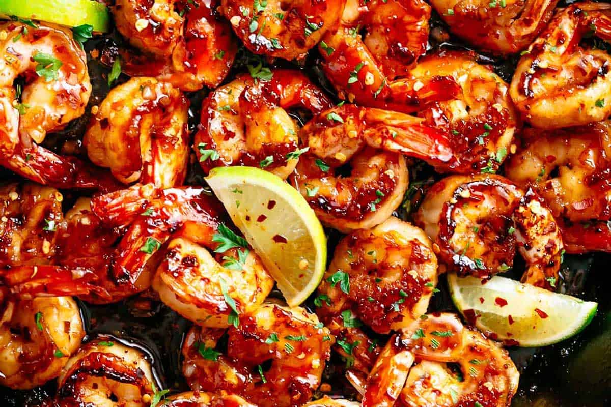 Close-up shot of Browned Butter Honey Lime Shrimp. - 10