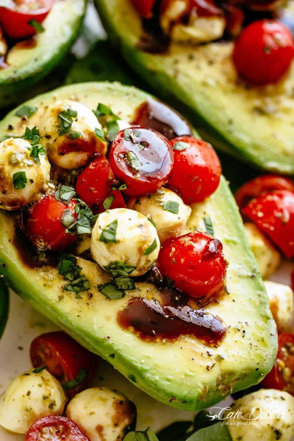 Caprese Stuffed Avocado - Cafe Delites