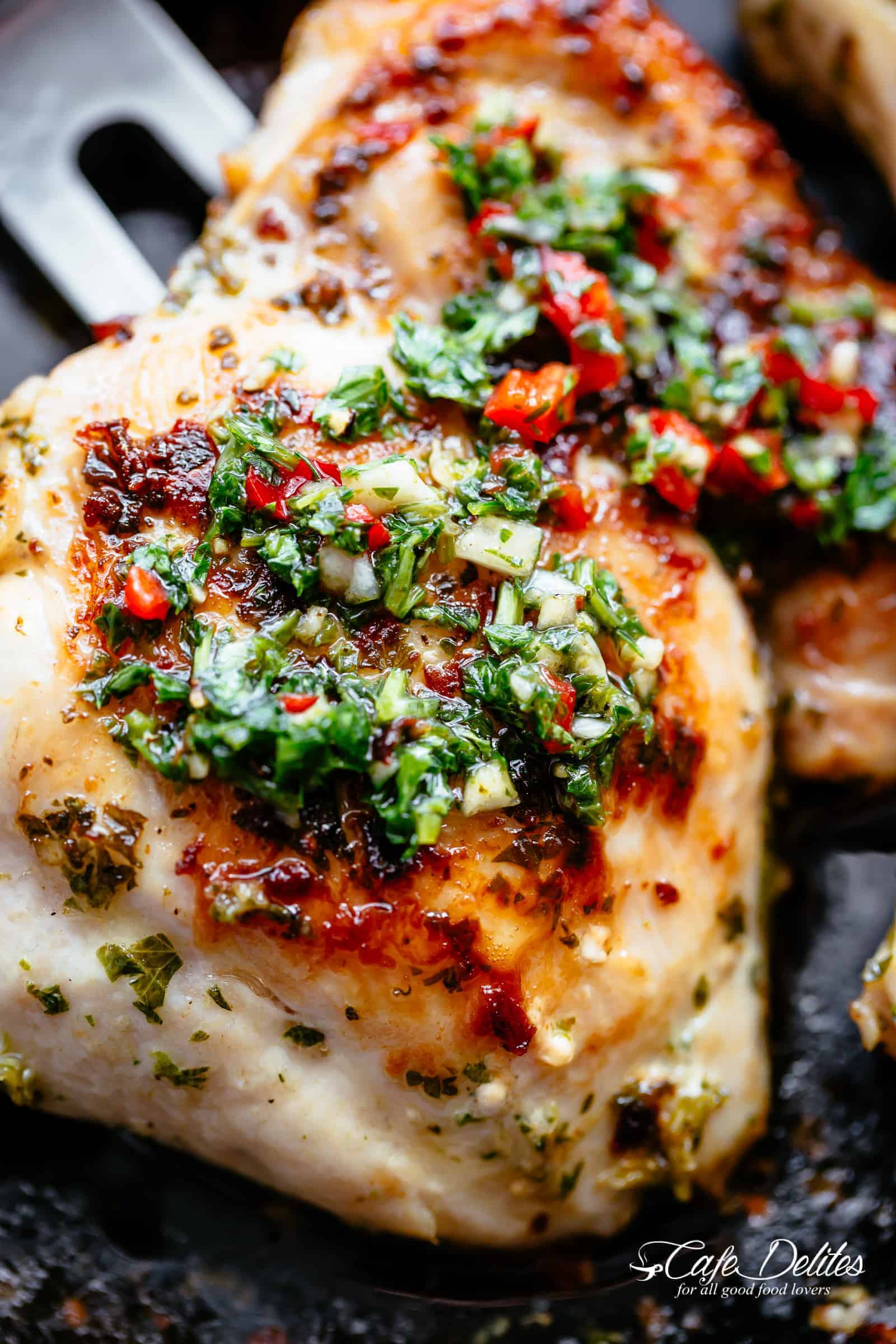 The Best Chimichurri Chicken is ready in minutes! | cafedelites.com