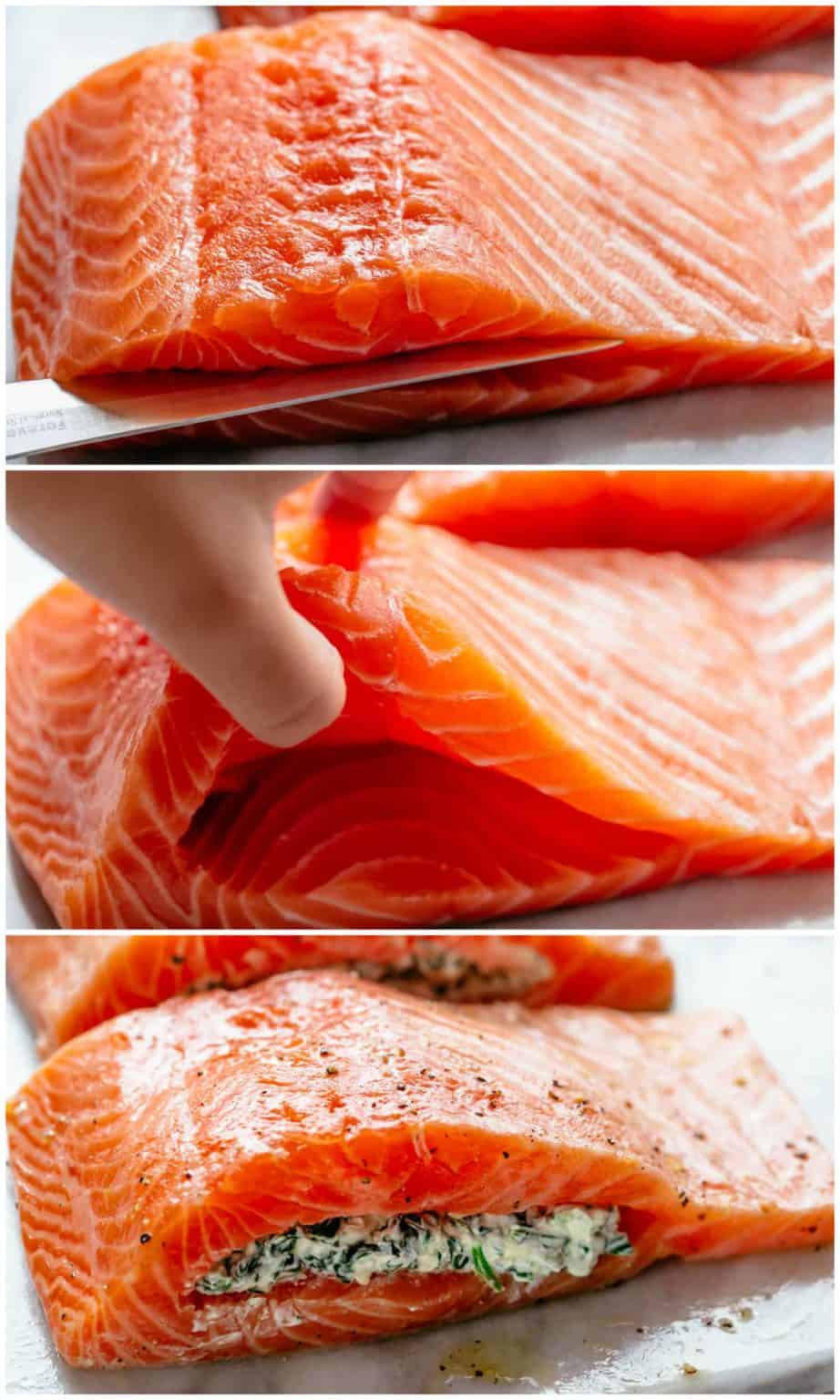 Creamy Spinach Stuffed Salmon in Garlic Butter - Cafe Delites