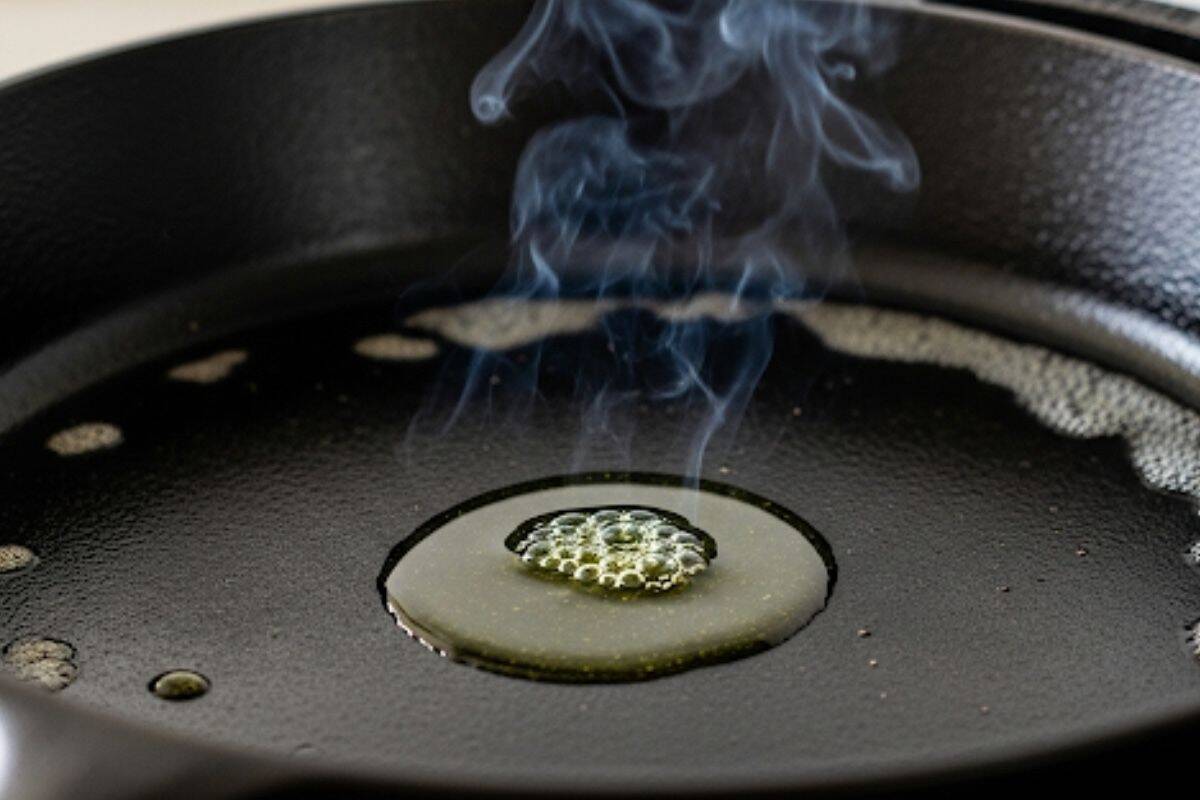 Add 1 tablespoon olive oil and heat it in the pan. - 4