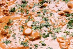 finished tikka masala garnished with fresh parsley
