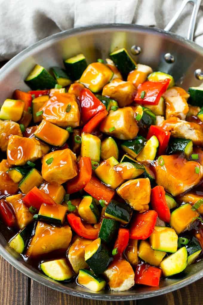 This honey soy chicken and vegetables is chunks of chicken and colorful veggies, all topped off with a sweet and savory sauce. The perfect easy dinner for a busy week night!