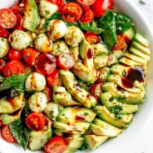 Avocado Caprese Salad in a bowl