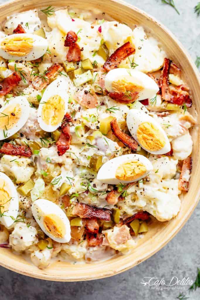 Potato Salad with Bacon & Dill Pickles - Cafe Delites