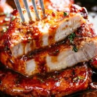 Easy Honey Garlic Pork Chops made simple, with the most amazing and addictive 4-ingredient honey garlic sauce that is so good you'll want it on everything! | cafedelites.com