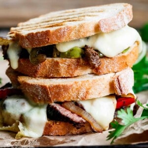 Steak Fajita Grilled Cheese with grilled bread
