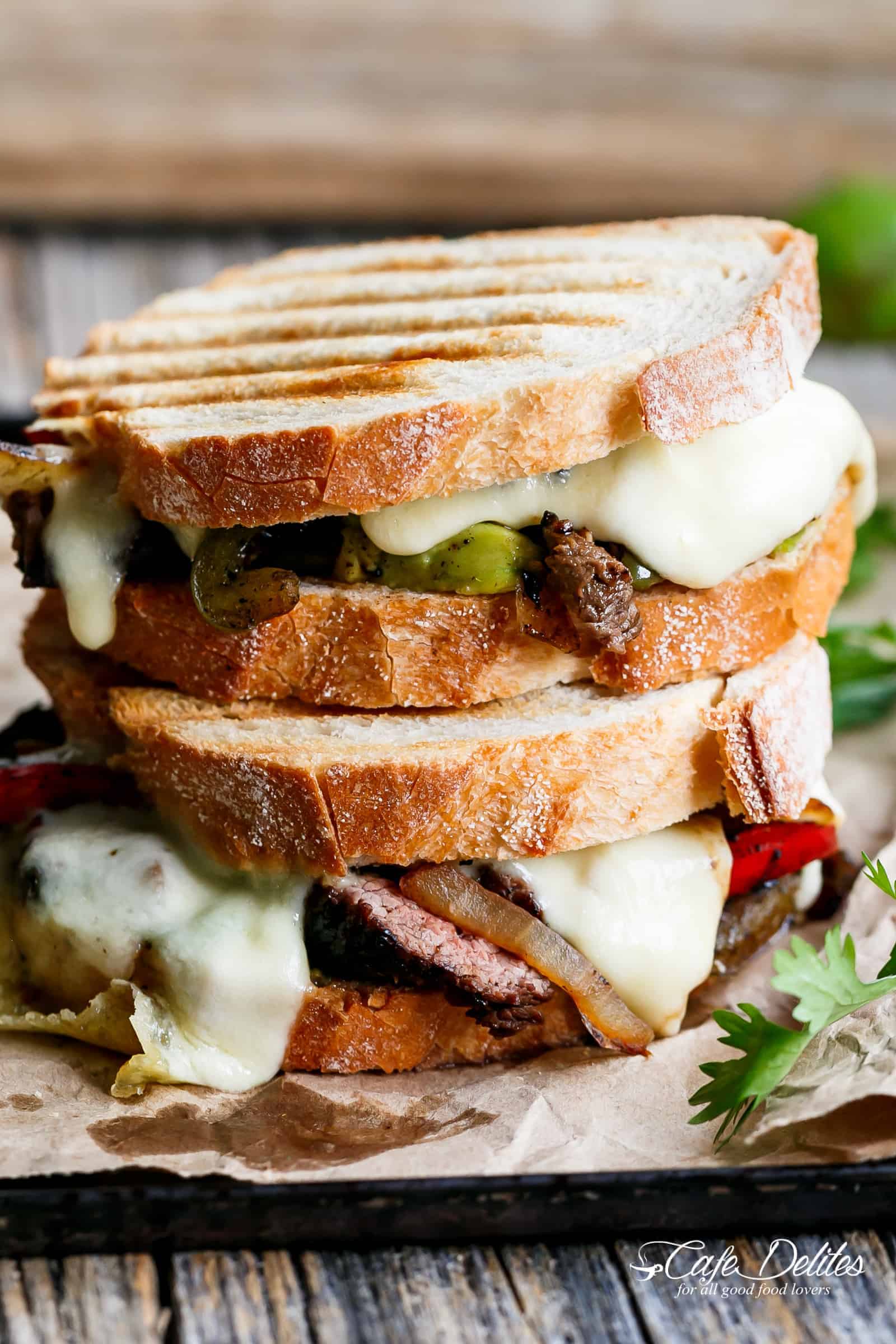 Steak Fajita Grilled Cheese is a delicious cross between a fajita and a grilled cheese Steak Fajita Grilled Cheese