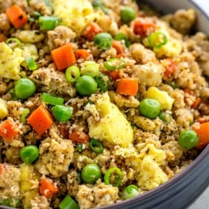 cauliflower fried rice in a bowl