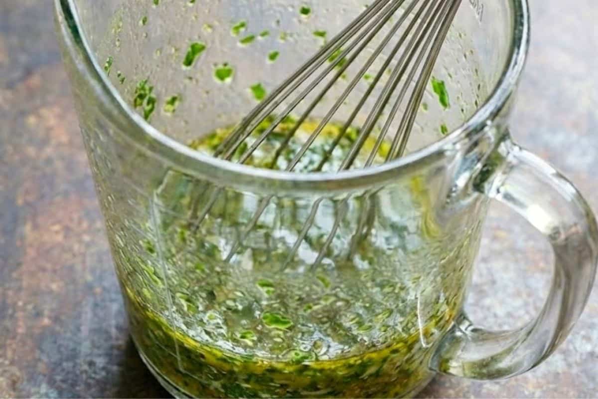 Combine all marinade or dressing ingredients in a large jug, then pour half into a shallow dish for the chicken  - 3