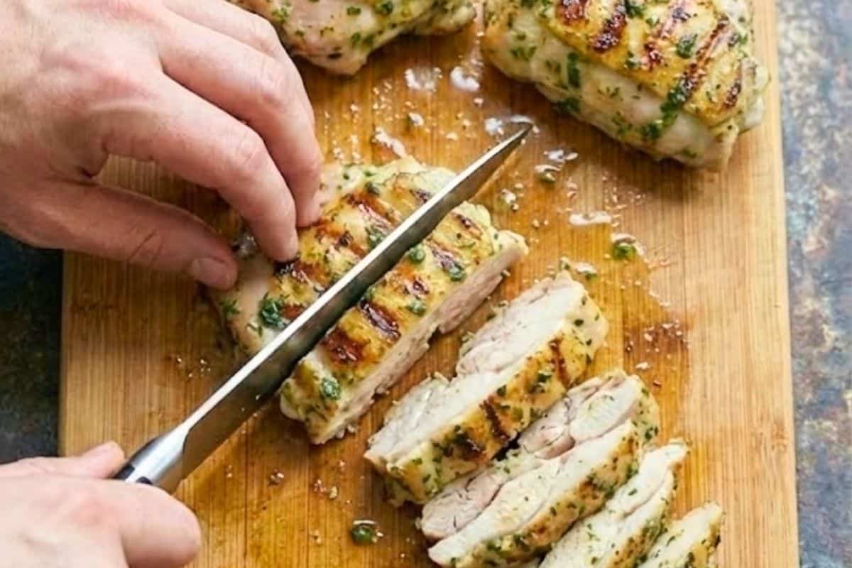 Let the cooked chicken rest for five minutes before slicing - 7
