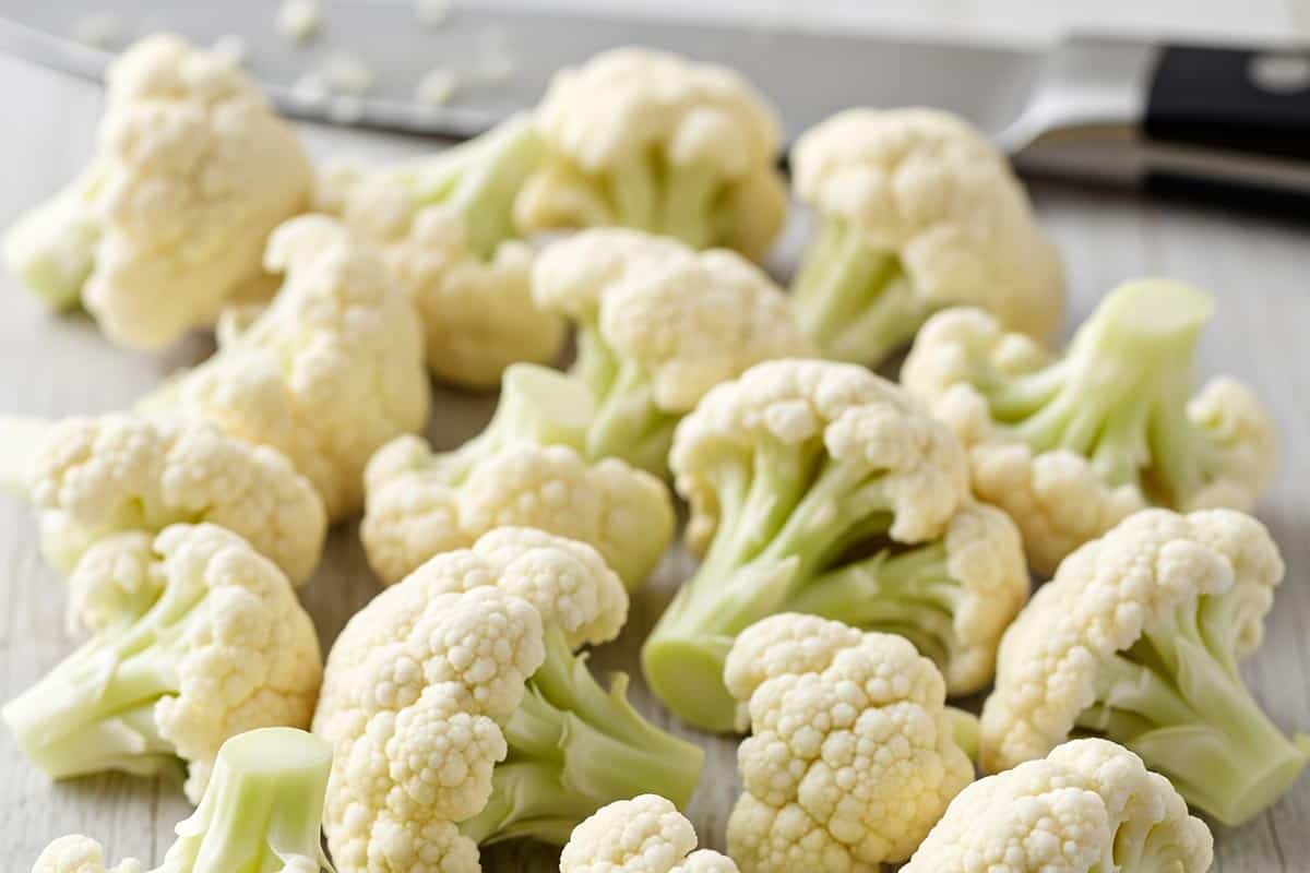 Cut the cauliflower into florets.