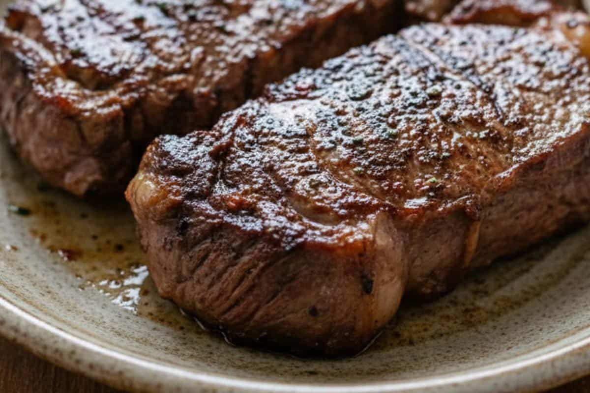 Transferred the steaks to a plate.