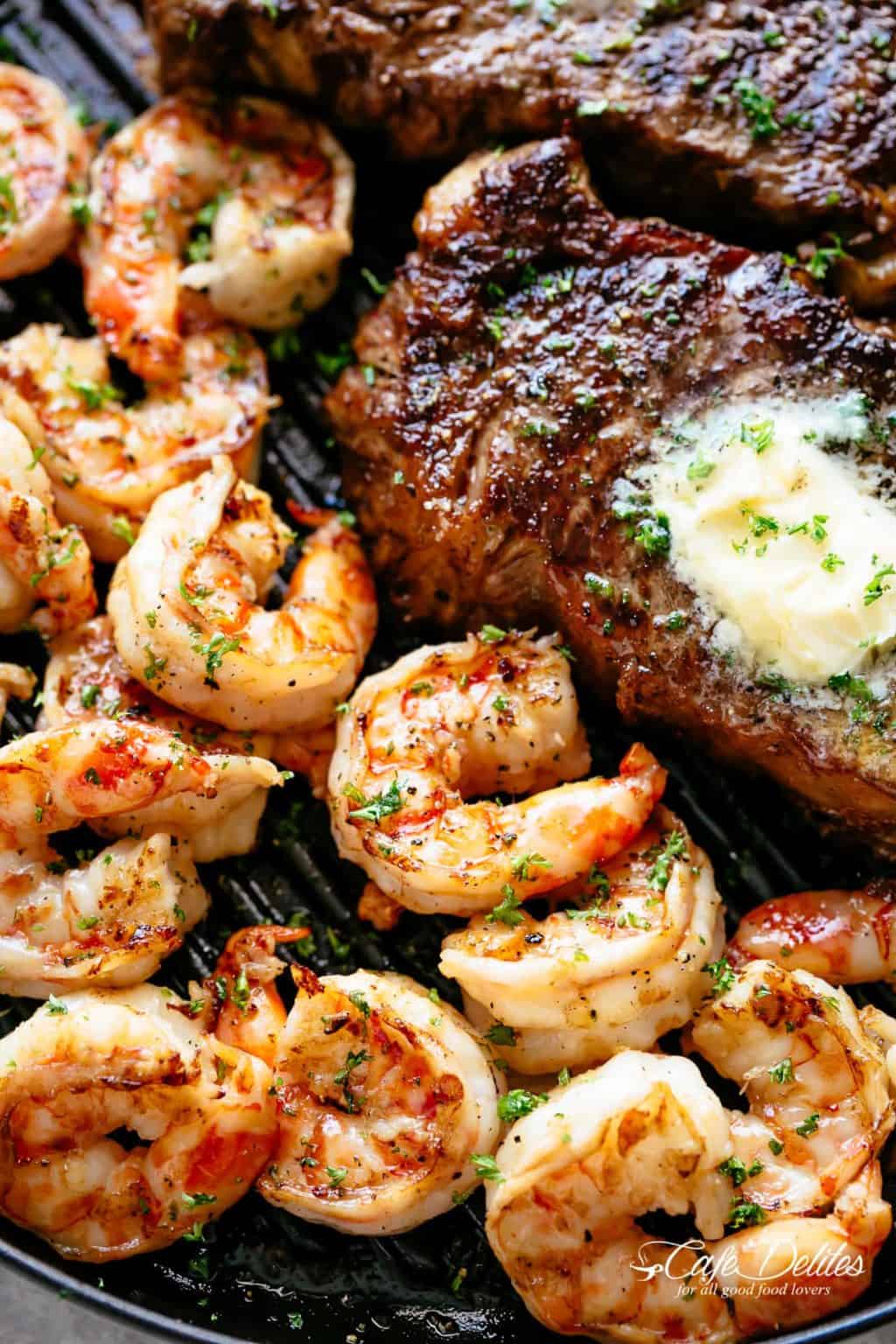 Garlic Butter Grilled Steak & Shrimp - Cafe Delites