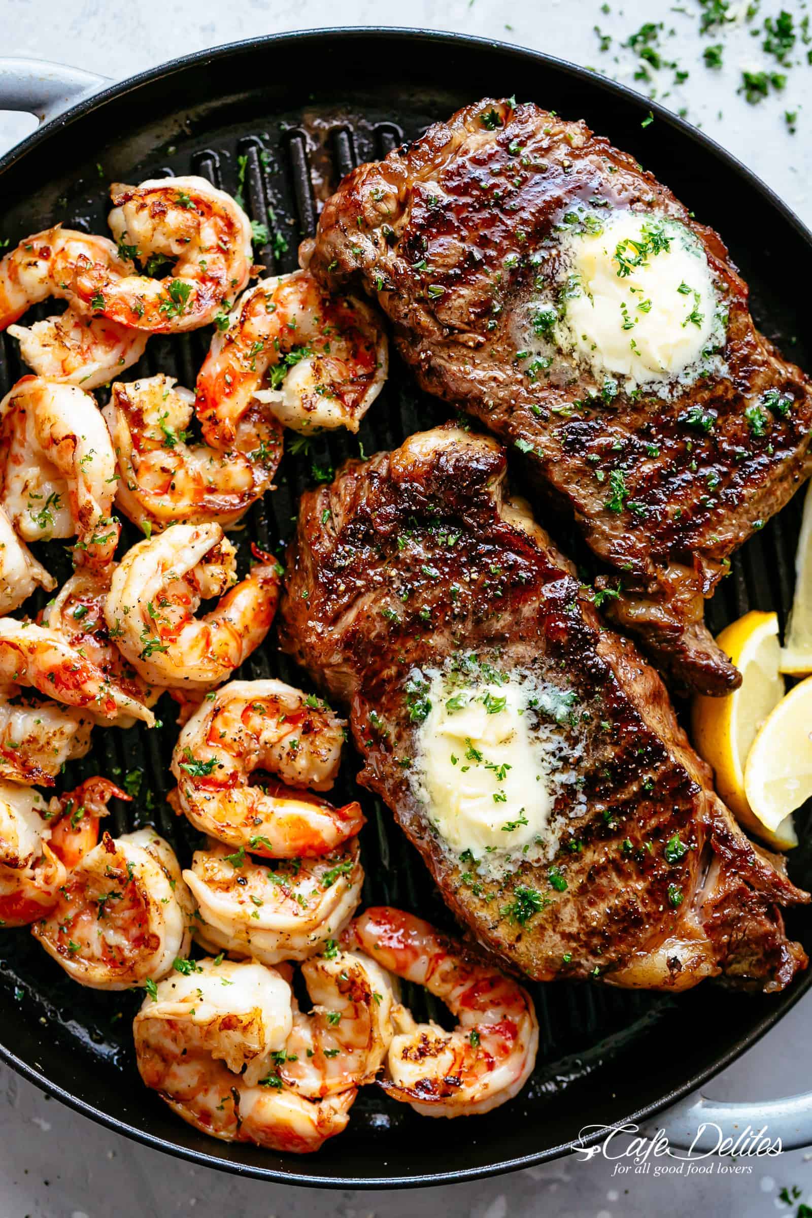 Garlic Butter Grilled Steak & Shrimp - Cafe Delites