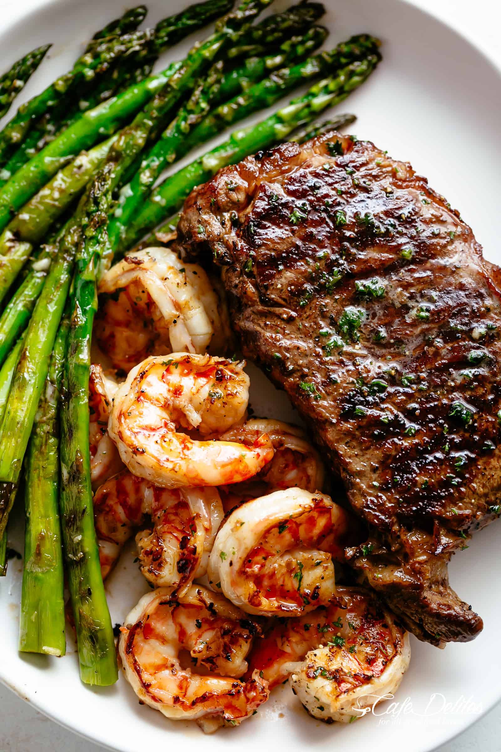 New York Strip and Shrimp Grilled on a Salt Block 