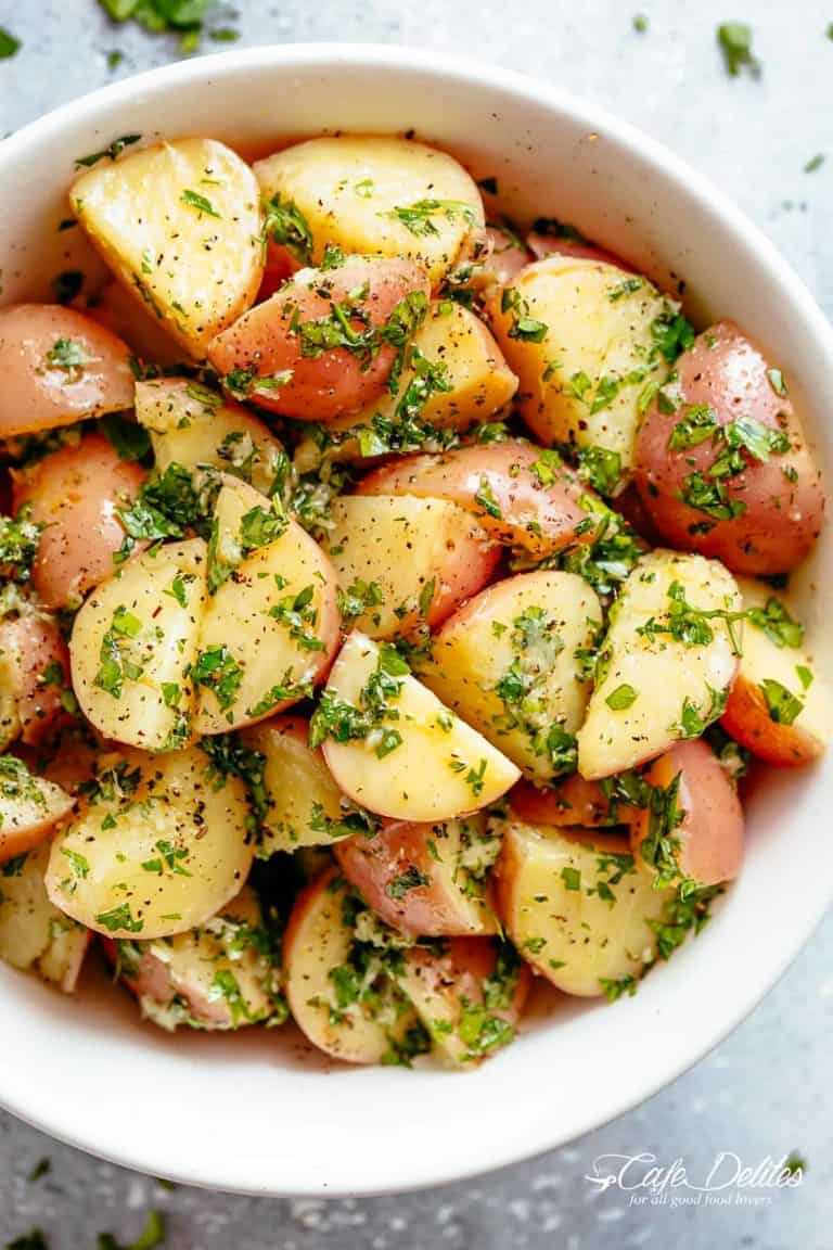 Garlicky Herb Red Potato Salad - Cafe Delites