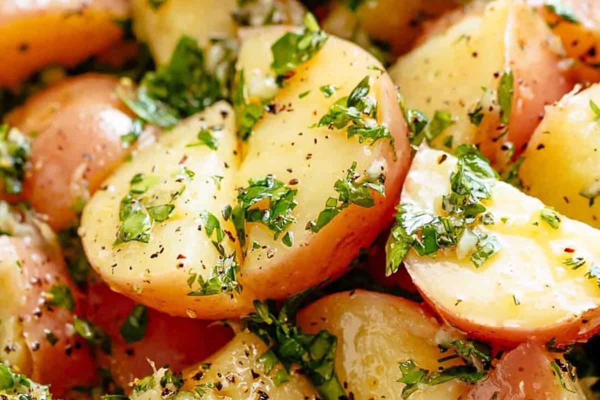 Serve the potato salad immediately.