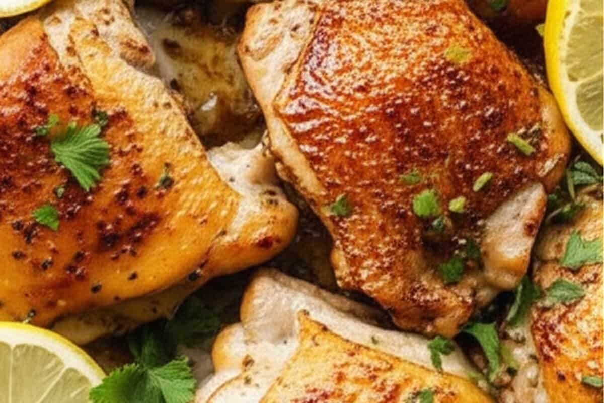 Transfer the pan to the oven and roast for 15-20 minutes. Garnish with parsley and lemon slices.
