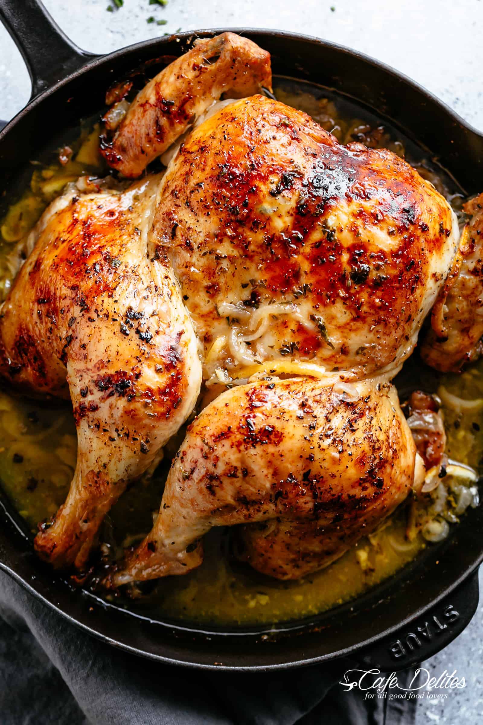 Lemon Garlic Roast Chicken - Cafe Delites