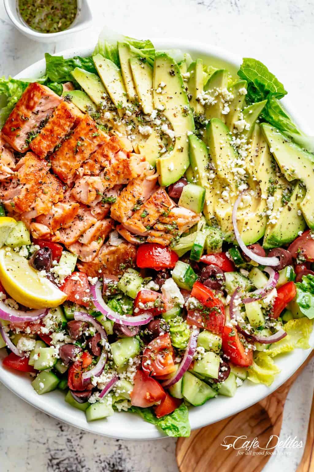 Mediterranean Avocado Salmon Salad - Cafe Delites