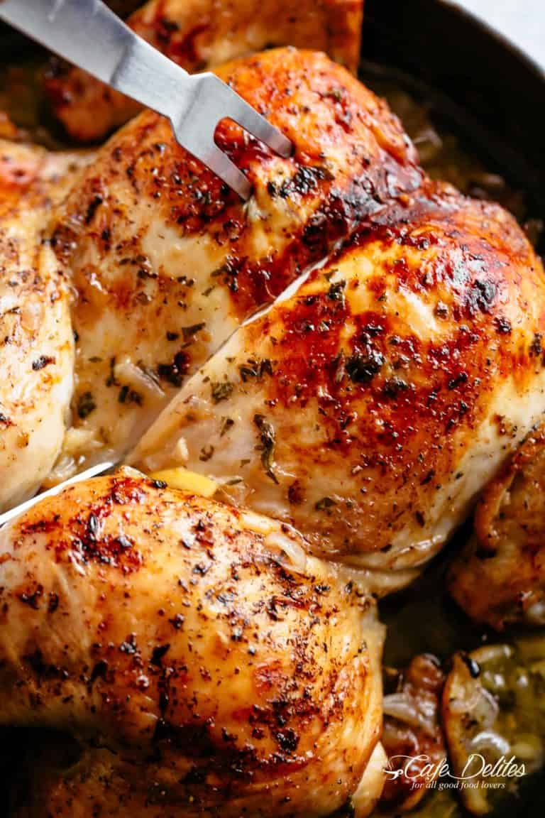 Lemon Garlic Roast Chicken - Cafe Delites