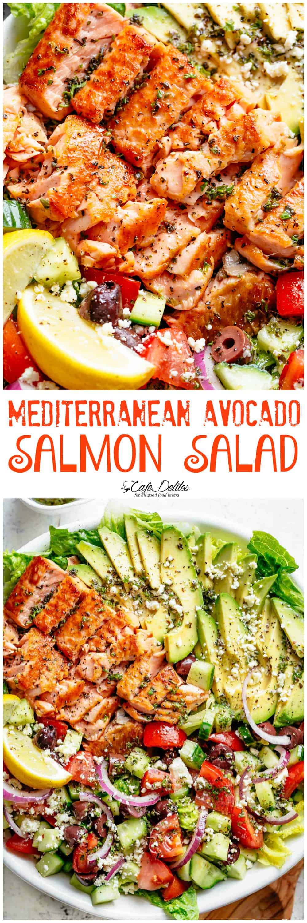 Mediterranean Avocado Salmon Salad - Cafe Delites
