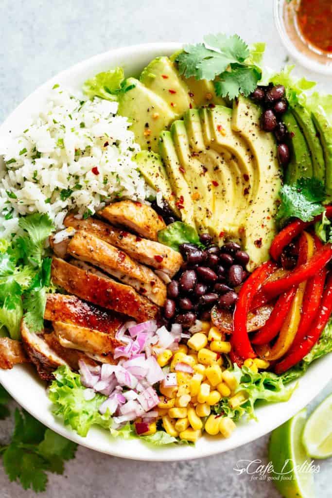 Fajita Chicken Burrito Bowl - Cafe Delites