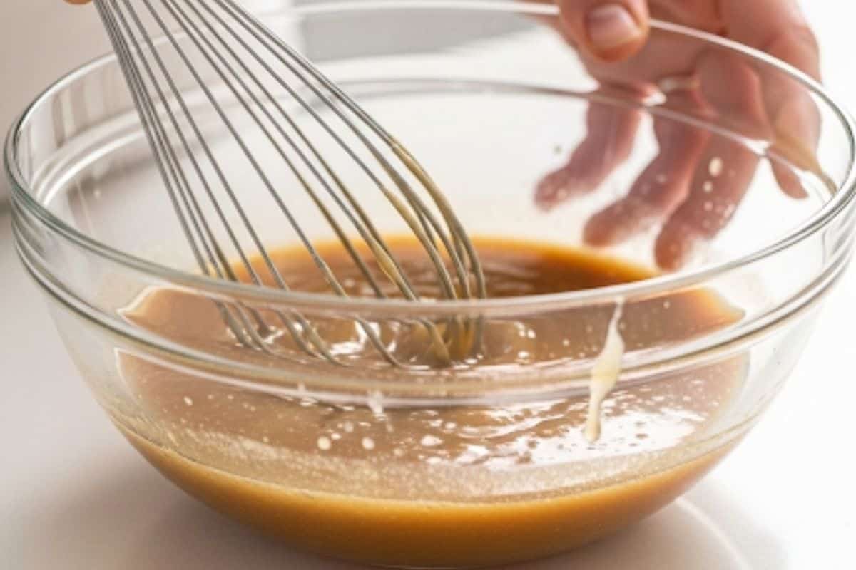 Whisk chicken stock, oyster sauce, soy sauce and cornstarch.