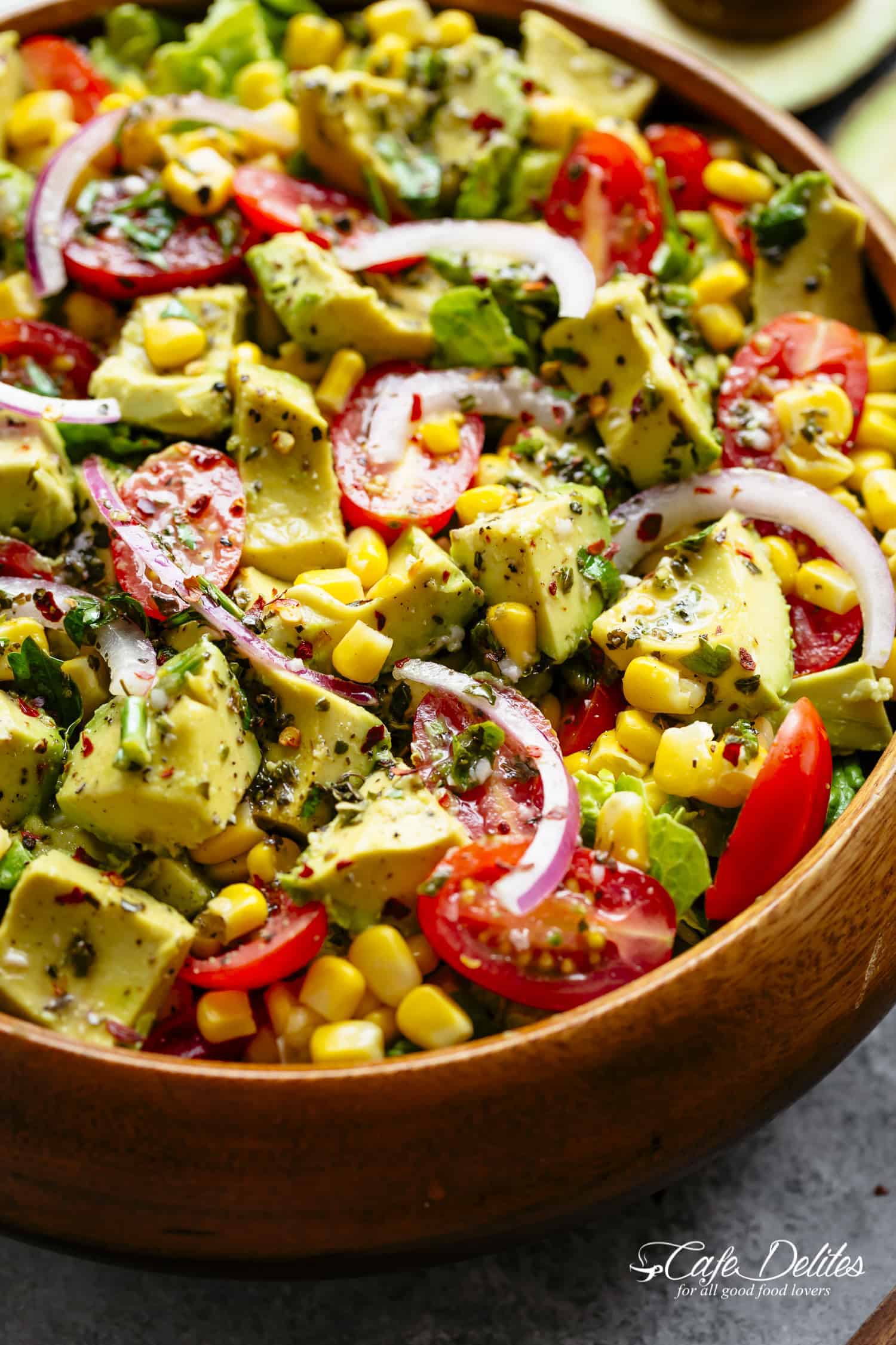 Guaranteed to please even the pickiest of eaters Avocado Tomato Corn Salad