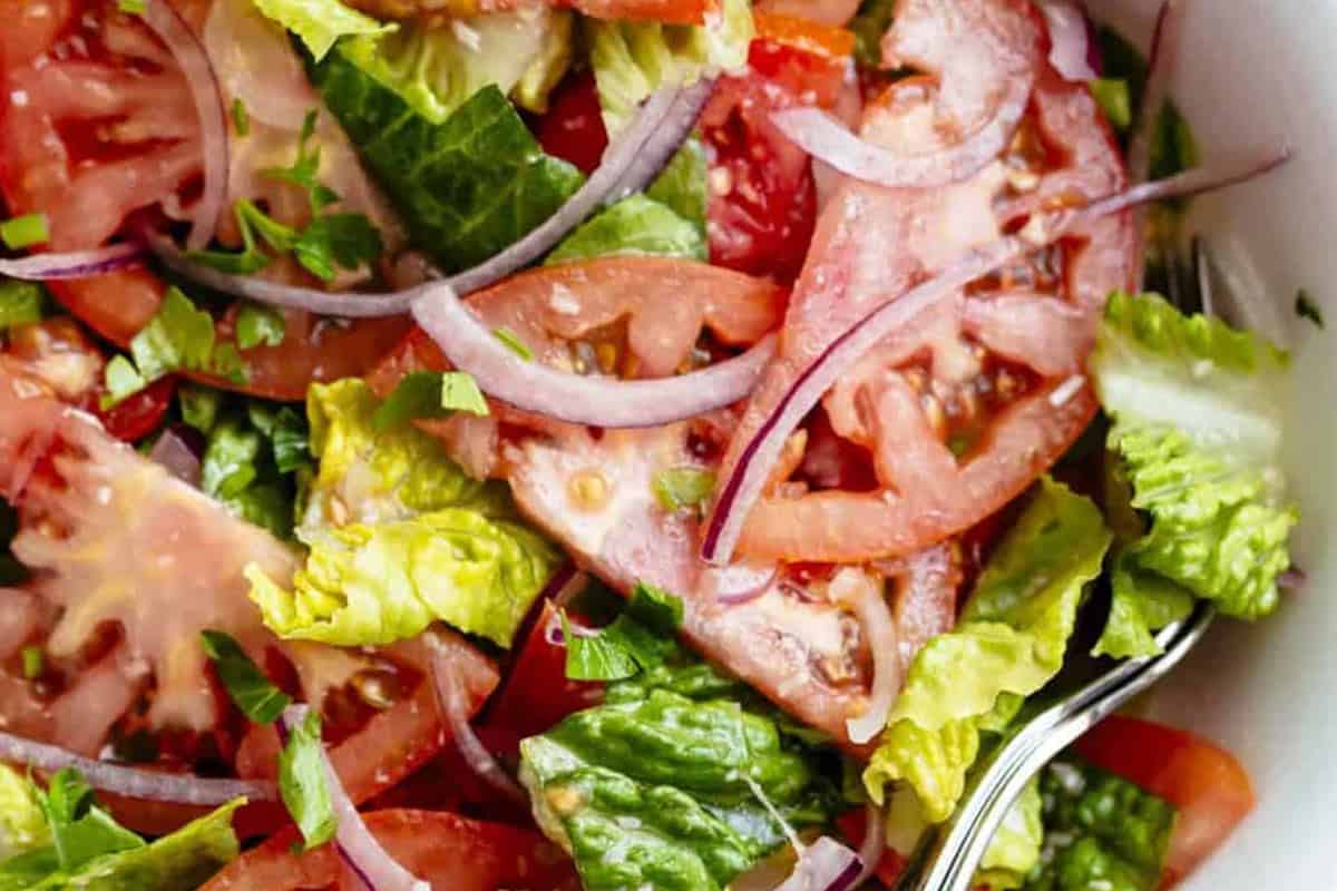Close-up shot of Easy Tomato Salad.